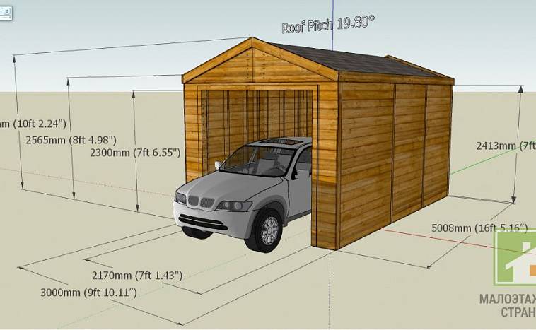 Гараж для машины размеры
